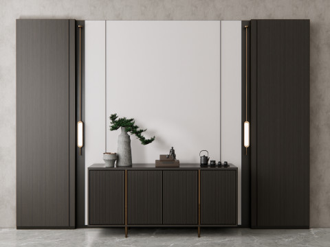 Sideboard with wall panel and flooring 16 3D मॉडल