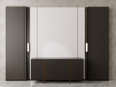 Sideboard with wall panel and flooring 16 3D मॉडल