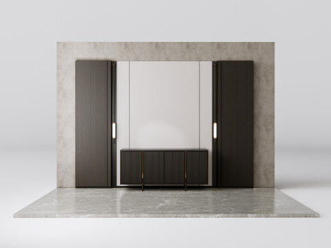 Sideboard with wall panel and flooring 16 3D मॉडल