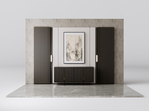 Sideboard with wall panel and flooring 16 3D मॉडल