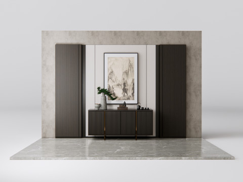 Sideboard with wall panel and flooring 16 3D मॉडल