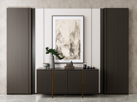 Sideboard with wall panel and flooring 16 3D मॉडल