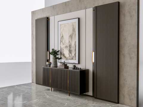Sideboard with wall panel and flooring 16 3D मॉडल