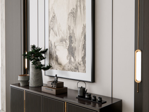 Sideboard with wall panel and flooring 16 3D मॉडल