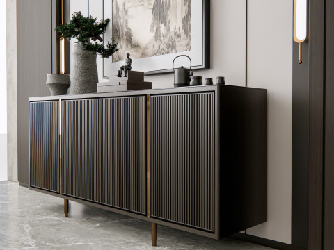 Sideboard with wall panel and flooring 16 3D मॉडल