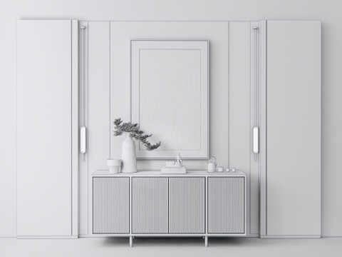 Sideboard with wall panel and flooring 16 3D मॉडल