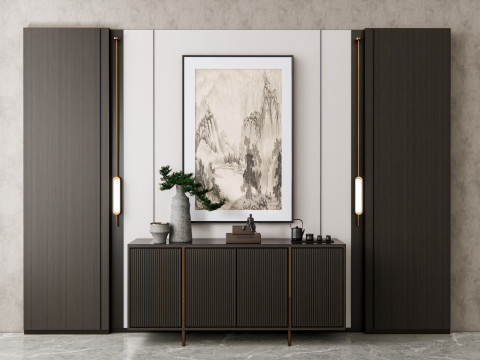Sideboard with wall panel and flooring 16 3D मॉडल