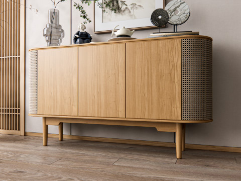 Sideboard with wall panel and flooring 17 3D-Modell