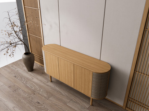 Sideboard with wall panel and flooring 17 3D-Modell