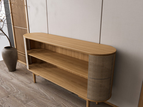 Sideboard with wall panel and flooring 17 3D-Modell