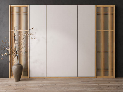 Sideboard with wall panel and flooring 17 3D-Modell