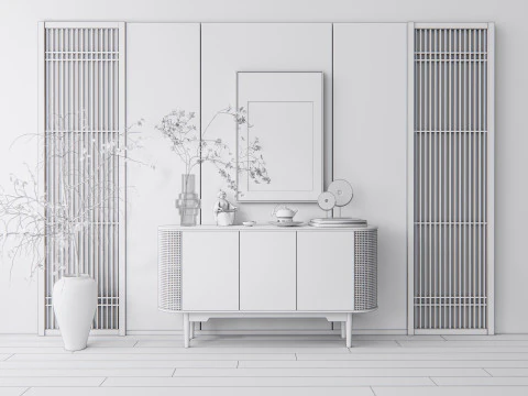 Credenza con boiserie e pianale 17 Modello 3D