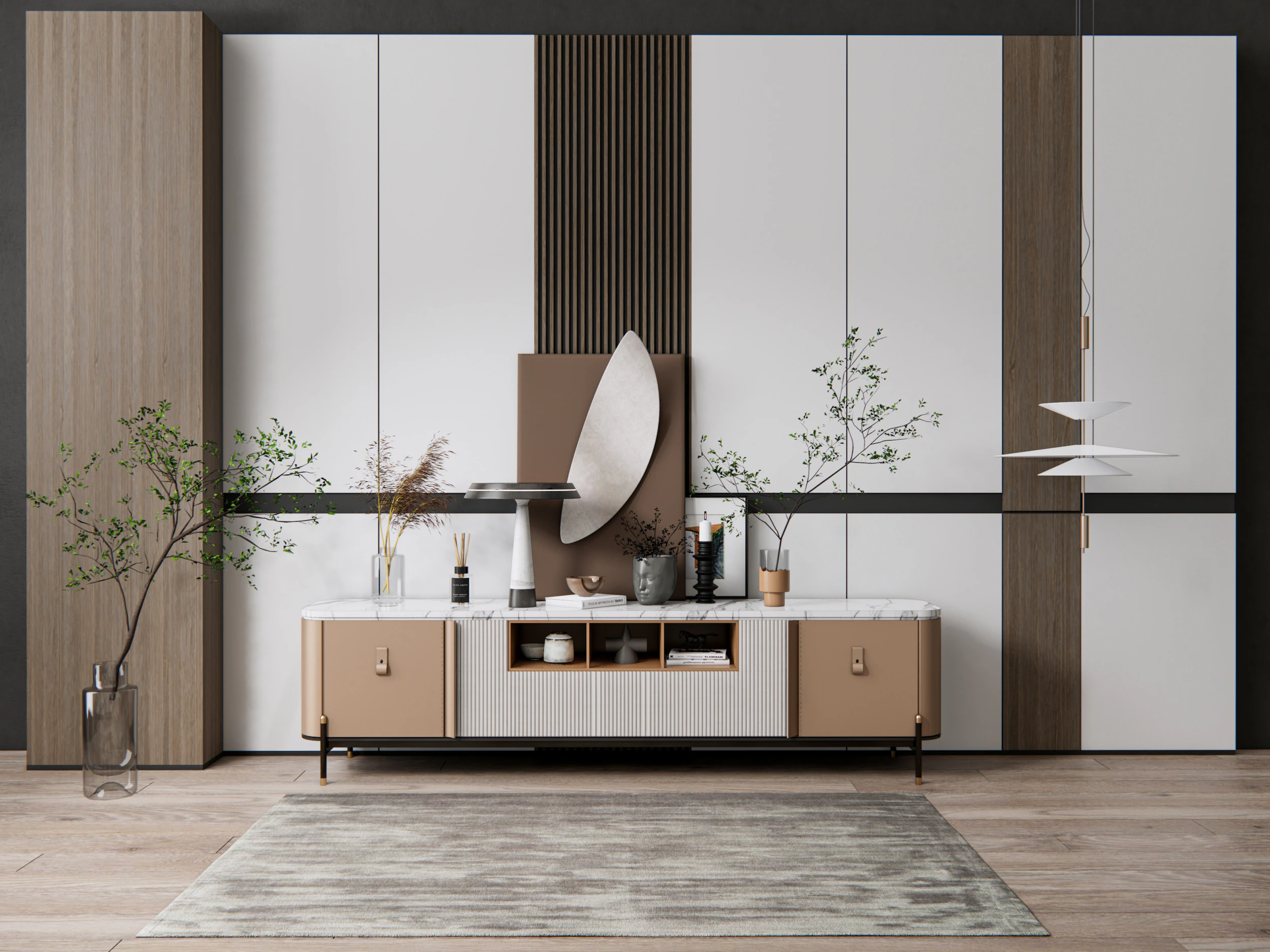 Aparador com painel de parede e piso 18 Modelo 3D .c4d .max .obj .3ds .fbx .stl .blend 