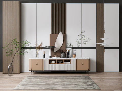 Aparador com painel de parede e piso 18 Modelo 3D