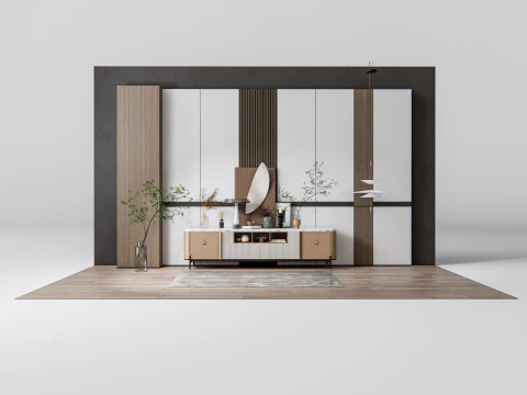 Aparador com painel de parede e piso 18 Modelo 3D