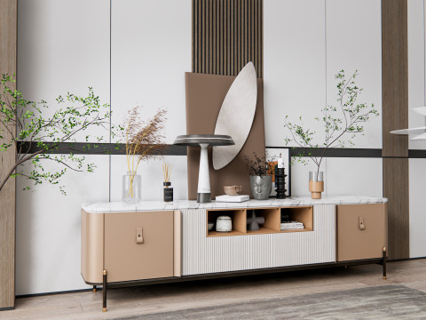 Sideboard with wall panel and flooring 18 3D Model