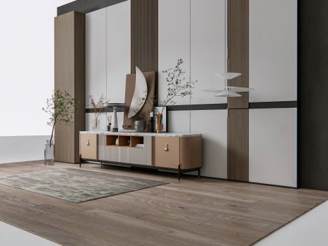 Aparador com painel de parede e piso 18 Modelo 3D