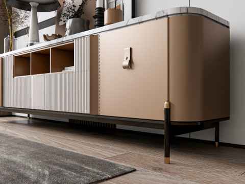Sideboard with wall panel and flooring 18 3D Model