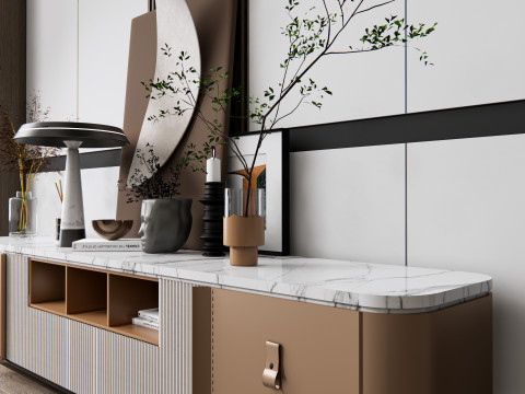 Sideboard with wall panel and flooring 18 3D Model
