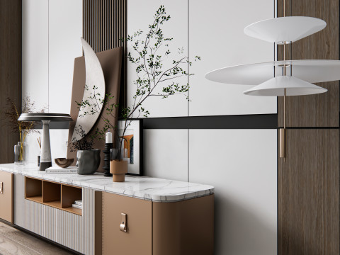Sideboard with wall panel and flooring 18 3D Model
