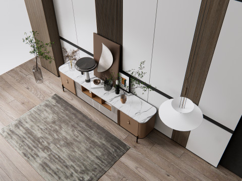 Sideboard with wall panel and flooring 18 3D Model