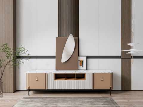 Sideboard with wall panel and flooring 18 3D Model