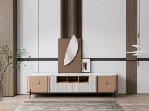 Aparador com painel de parede e piso 18 Modelo 3D