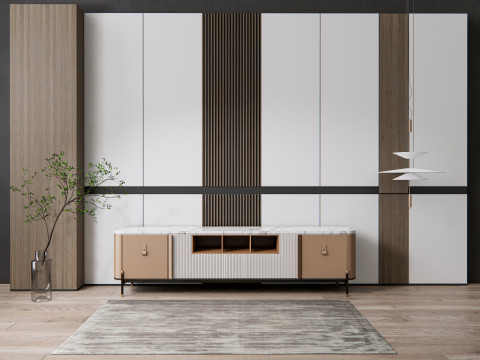 Sideboard with wall panel and flooring 18 3D Model