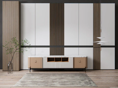 Aparador com painel de parede e piso 18 Modelo 3D