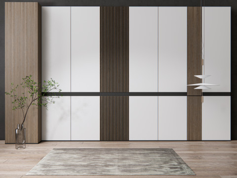 Sideboard with wall panel and flooring 18 3D Model