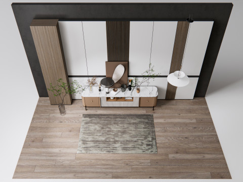 Sideboard with wall panel and flooring 18 3D Model