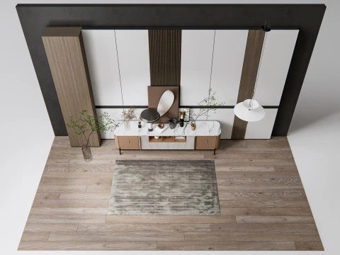 Aparador com painel de parede e piso 18 Modelo 3D