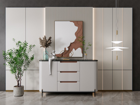 Sideboard with wall panel and flooring 19 3D Model