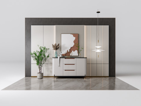Sideboard with wall panel and flooring 19 3D Model