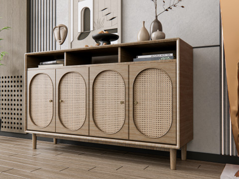 Sideboard with wall panel and flooring 20 3D Model