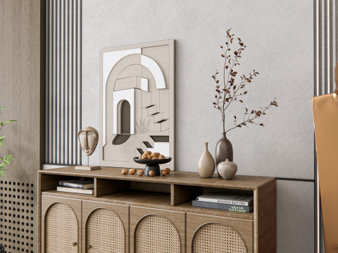Sideboard with wall panel and flooring 20 3D Model
