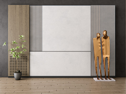 Sideboard with wall panel and flooring 20 3D Model