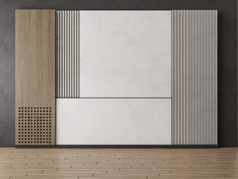 Sideboard with wall panel and flooring 20 3D Model