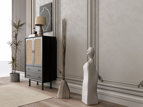 Sideboard with wall panel and flooring 21 Modello 3D