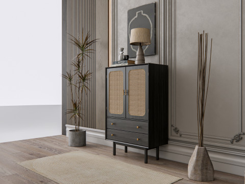 Sideboard with wall panel and flooring 21 Modello 3D