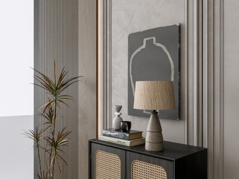 Sideboard with wall panel and flooring 21 Modello 3D