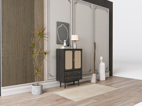 Sideboard with wall panel and flooring 21 Modello 3D