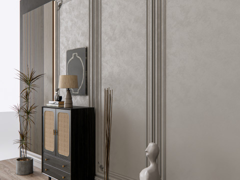 Sideboard with wall panel and flooring 21 Modello 3D