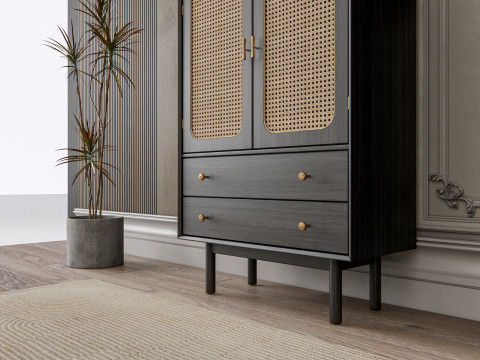 Sideboard with wall panel and flooring 21 Modello 3D