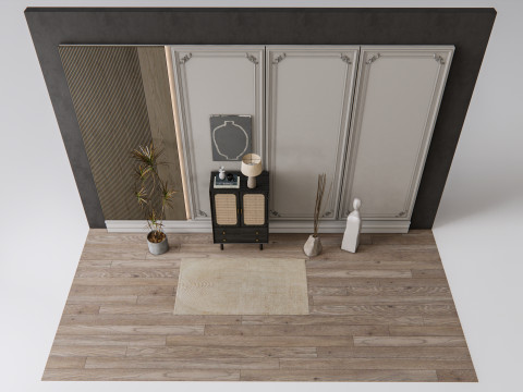 Sideboard with wall panel and flooring 21 Modello 3D