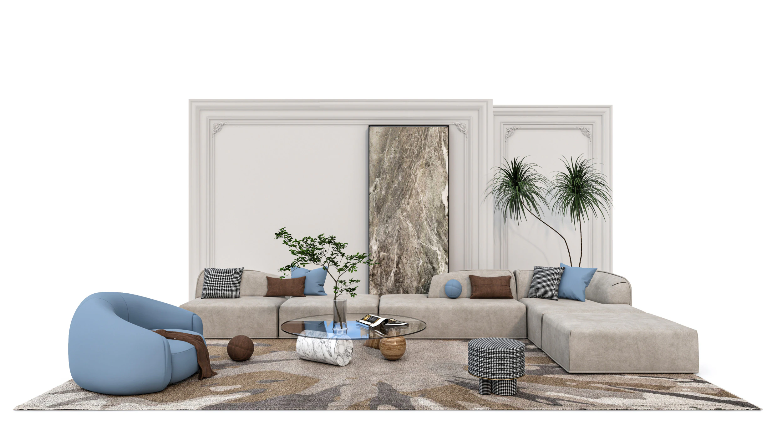 Conjunto de sof&aacute; 5 Modelo 3D .c4d .max .obj .3ds .fbx .stl .blend 