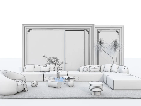 Conjunto de sof&aacute; 5 Modelo 3D