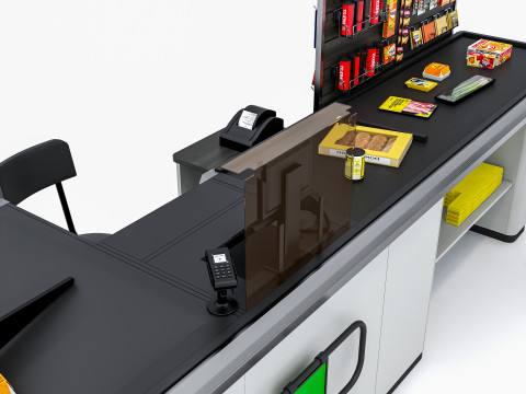 Supermarket Grocery stands Shelves Racks Showcase checkout 1 3D मॉडल