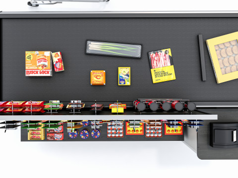 Supermarket Grocery stands Shelves Racks Showcase checkout 1 3D मॉडल
