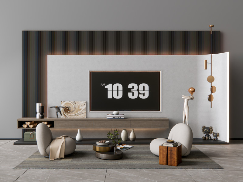 TV wall 4 3D Модель .c4d .max .obj .3ds .fbx .stl .blend